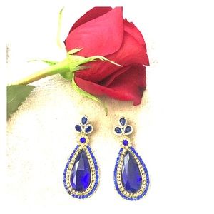 Blue stone statement earrings